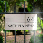 Personalized Couple Name Metal Door Nameplate - Custom House Number Plate 4 x 12 Inches