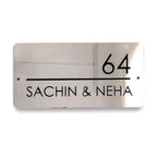 Personalized Couple Name Metal Door Nameplate - Custom House Number Plate 4 x 12 Inches