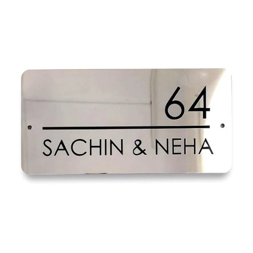 Personalized Couple Name Metal Door Nameplate - Custom House Number Plate 4 x 12 Inches