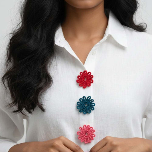 Crochet Multi Colored Buttons Set of 6