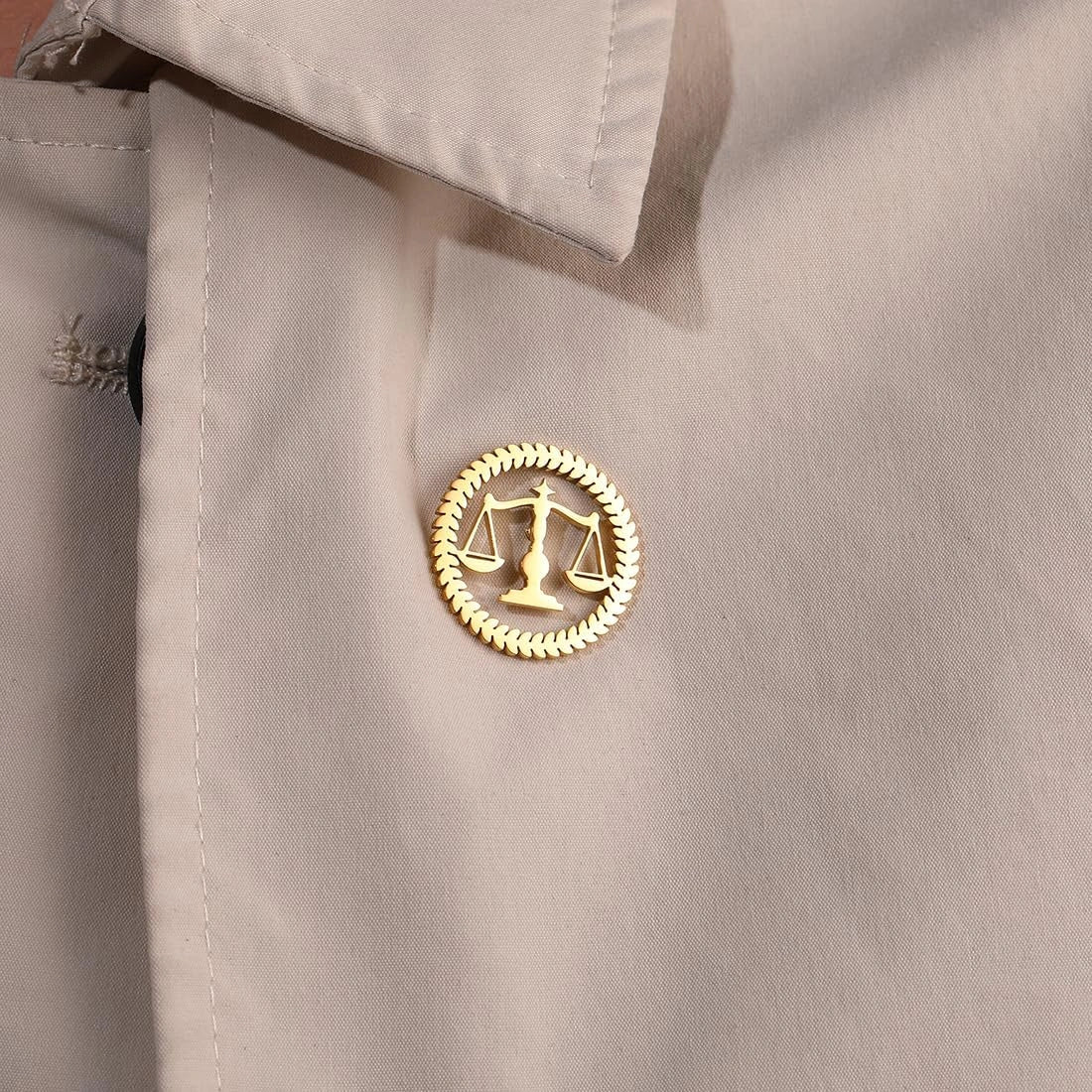 Executive Scales of Justice Lawyer Brooch - Professional Advocate Symbol Lapel Pin in Brass- Legal Profession Coat Pin & Attorney Gift Accessory