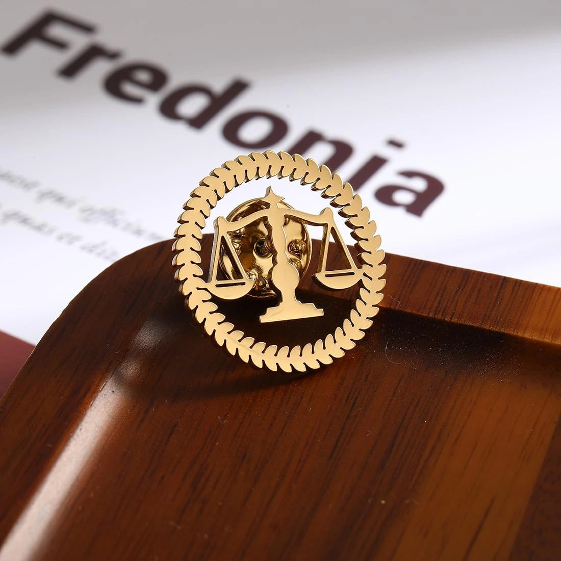 Executive Scales of Justice Lawyer Brooch - Professional Advocate Symbol Lapel Pin in Brass- Legal Profession Coat Pin & Attorney Gift Accessory