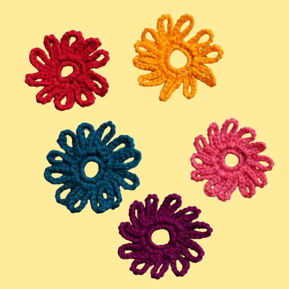 Crochet Multi Colored Buttons Set of 6