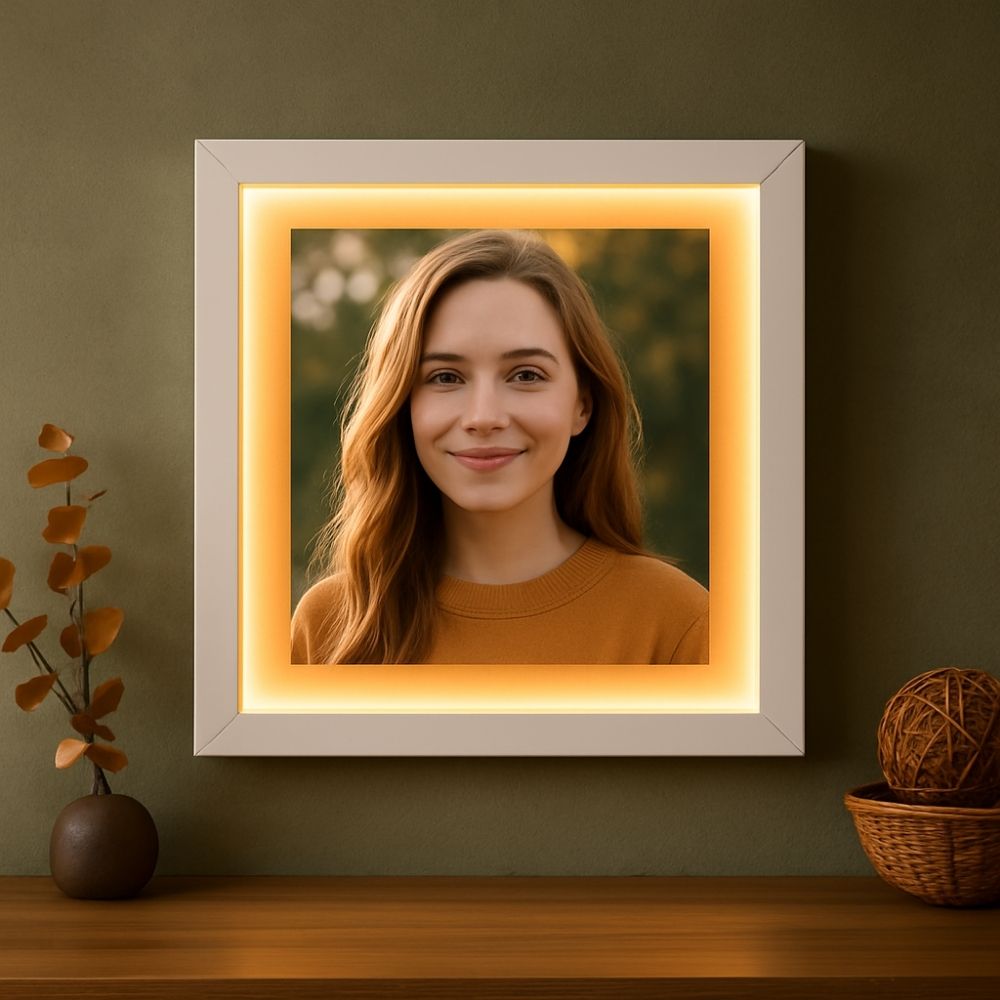 Personalised Beautiful Girl Portrait With LED Photo Frame