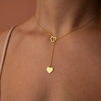 Customised Heart Initial Y-Necklace - Custom Engraved Letter in Heart Lariat Pendant for Women