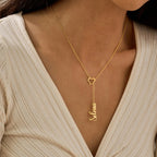 Personalized Heart Initial Y-Necklace - Custom Lariat Drop Alphabet Pendant for Women