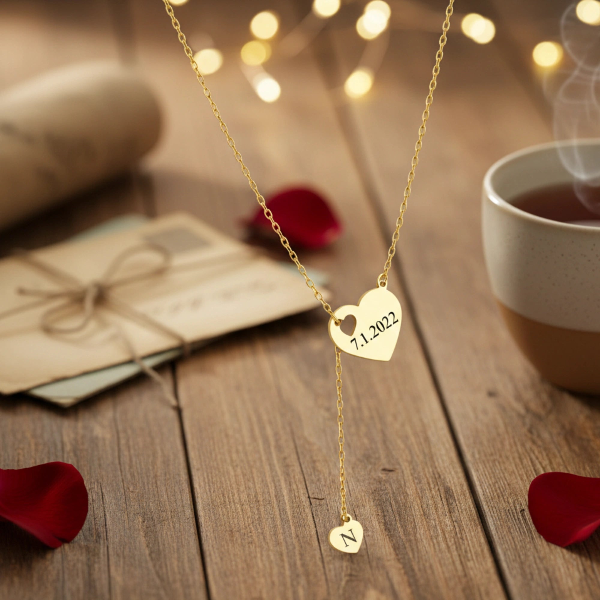 Personalized Name Necklace with Initial Charm - Custom Cursive Nameplate Pendant for Women & Girls