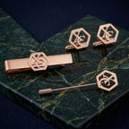 Personalized Initial Cufflinks, Tie Clip & Lapel Pin Set - Custom Brass Jewelry Gift Box for Men