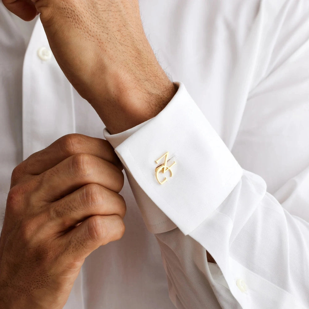 Custom Gold Initial Cufflinks for Men – Personalised Monogram Letter Cuff Links – Luxury Wedding & Formal Shirt Accessory