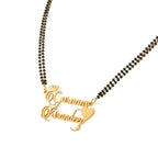 Personalized Double Name Crown Mangalsutra - Custom Couple Name Jewelry with Heart