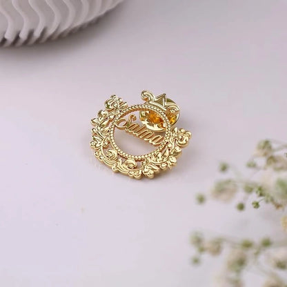 Personalised Deep Engraving Name Brooch Gold Plated Custom Name Pin Formal Badge