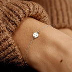 ersonalised Initial Alphabet Chain Bracelet for Women & Girls | Custom Silver Plated Round Disc Letter Bracelet | Stainless Steel Minimalist Jewellery Gift for Her