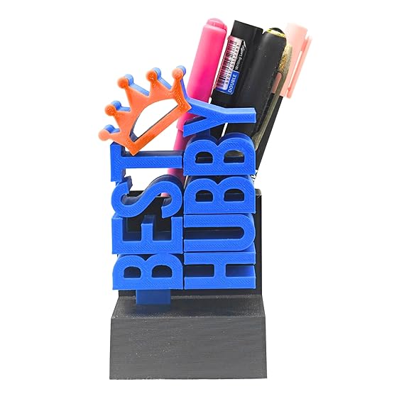 Moskai Best Hubby 3D Printed Pen Stand with Crown Design