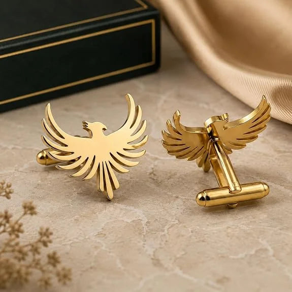 Phoenix Bird Cufflinks for Men | Premium Brass Phoenix Design Cuff Links | Luxury Formal Shirt Accessories for Business Suit, Blazer, Tuxedo & Wedding