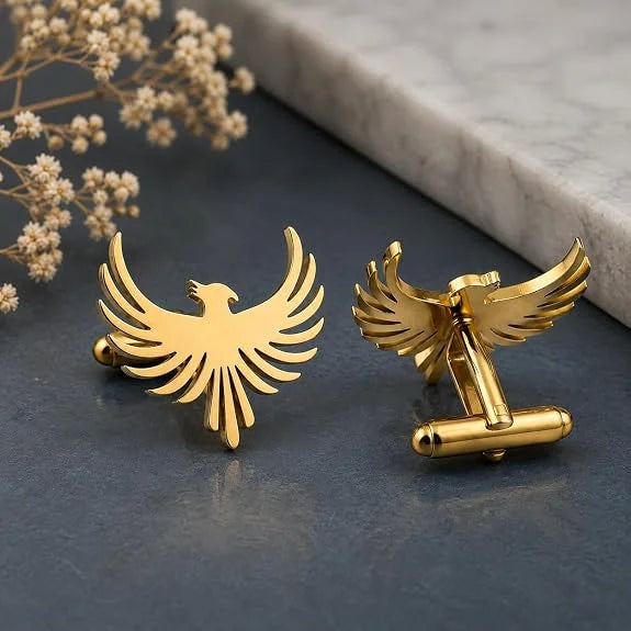 Phoenix Bird Cufflinks for Men | Premium Brass Phoenix Design Cuff Links | Luxury Formal Shirt Accessories for Business Suit, Blazer, Tuxedo & Wedding