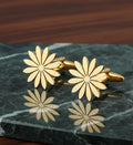 Elegant Daisy Design Cufflinks for Men | Brass Flower Cuff Links | Premium Shirt Cufflinks for Formal Wear | Wedding Party Office Gift for Men Husband
