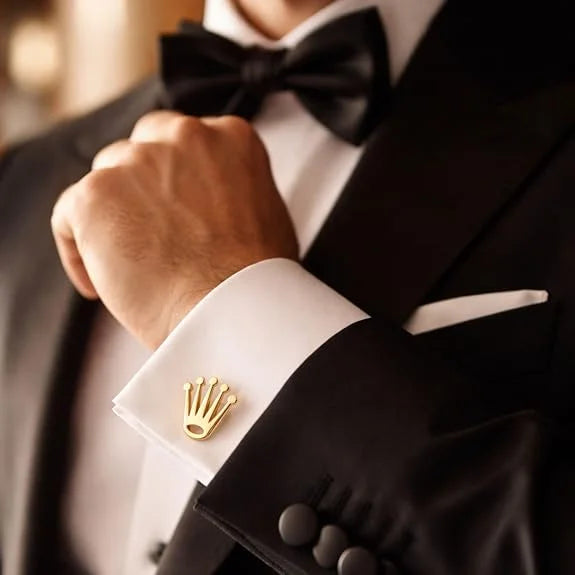 Gold Crown Design Cufflinks for Men Formal, Luxury Cross Style Cufflinks, Premium Wedding Cufflinks, Groom Gift from Wife, Birthday Gift for Husband, Fiancé Gift, Formal Shirt Accessories for Men