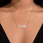 Personalized Name Necklace with Paw Print - Custom Pet Nameplate Pendant for Dog & Cat Lovers