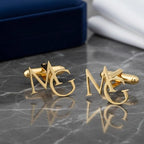 Custom Monogram Cufflinks, Gold Initial Cufflinks, Personalized Alphabet Cufflinks