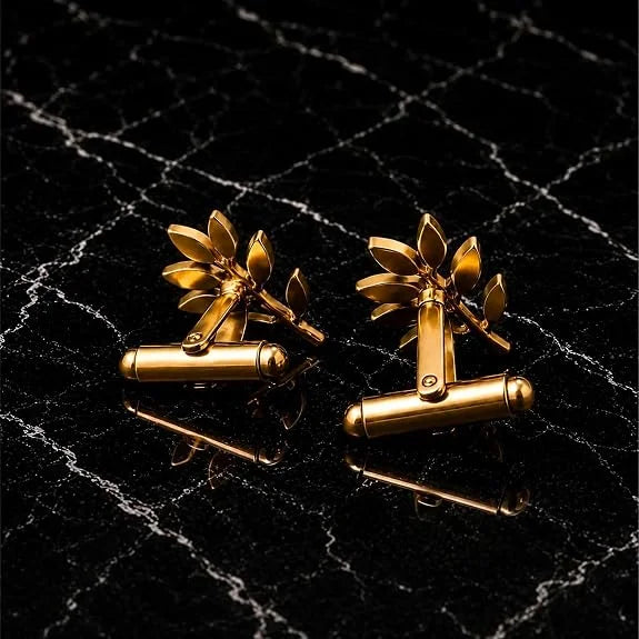 Olive Branch Cufflinks for Men, Premium Brass Gold Leaf Cufflinks, Elegant Nature Inspired Wedding Cufflinks, Formal Shirt Cufflinks for Men, Business Suit Accessories, Groom Gift, Luxury Cuff Links