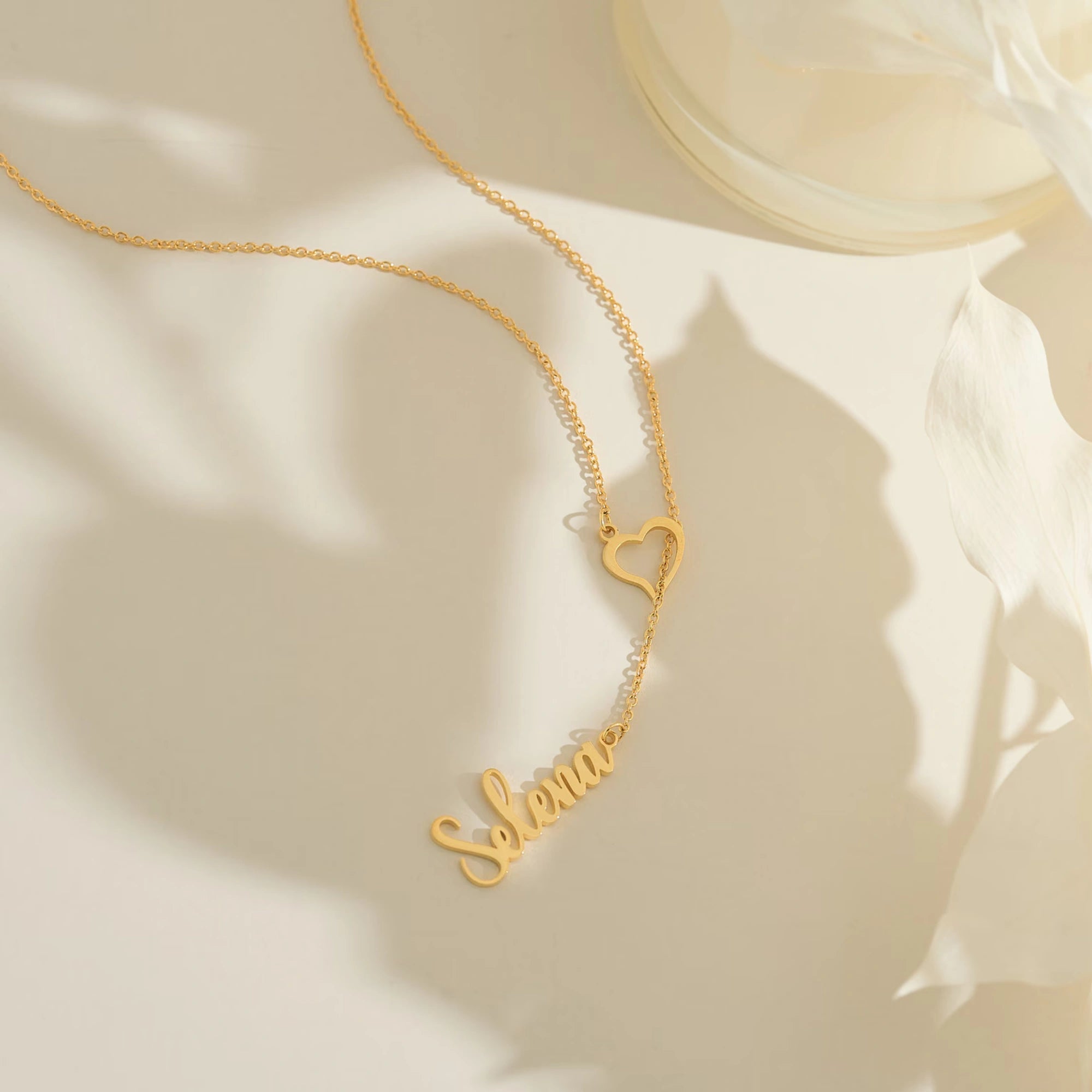 Personalized Heart Initial Y-Necklace - Custom Lariat Drop Alphabet Pendant for Women