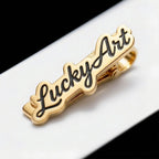 Customized Name Engraved Tie Pin with Black Inlay for Men