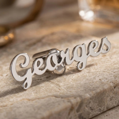 Personalized Name Cufflinks for Men - Custom Brass Shirt Cufflinks for Wedding & Business