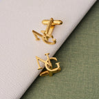Custom Gold Initial Cufflinks for Men – Personalised Monogram Letter Cuff Links – Luxury Wedding & Formal Shirt Accessory