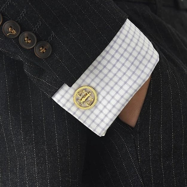 Premium Scales of Justice Lawyer Cufflinks - Professional Advocate Symbol Suit Studs in Brass - Executive Legal Profession Accessory & Lawyer Gift Set