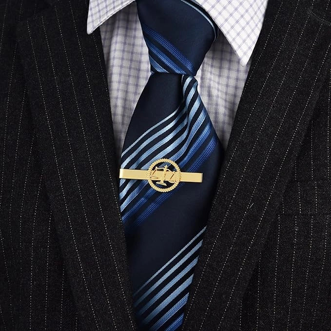 Professional Scales of Justice Lawyer Tie Clip - Advocate Symbol Brass Tie Bar- Executive Legal Profession Accessory & Attorney Gift