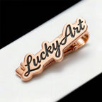 Customized Name Engraved Tie Pin with Black Inlay for Men