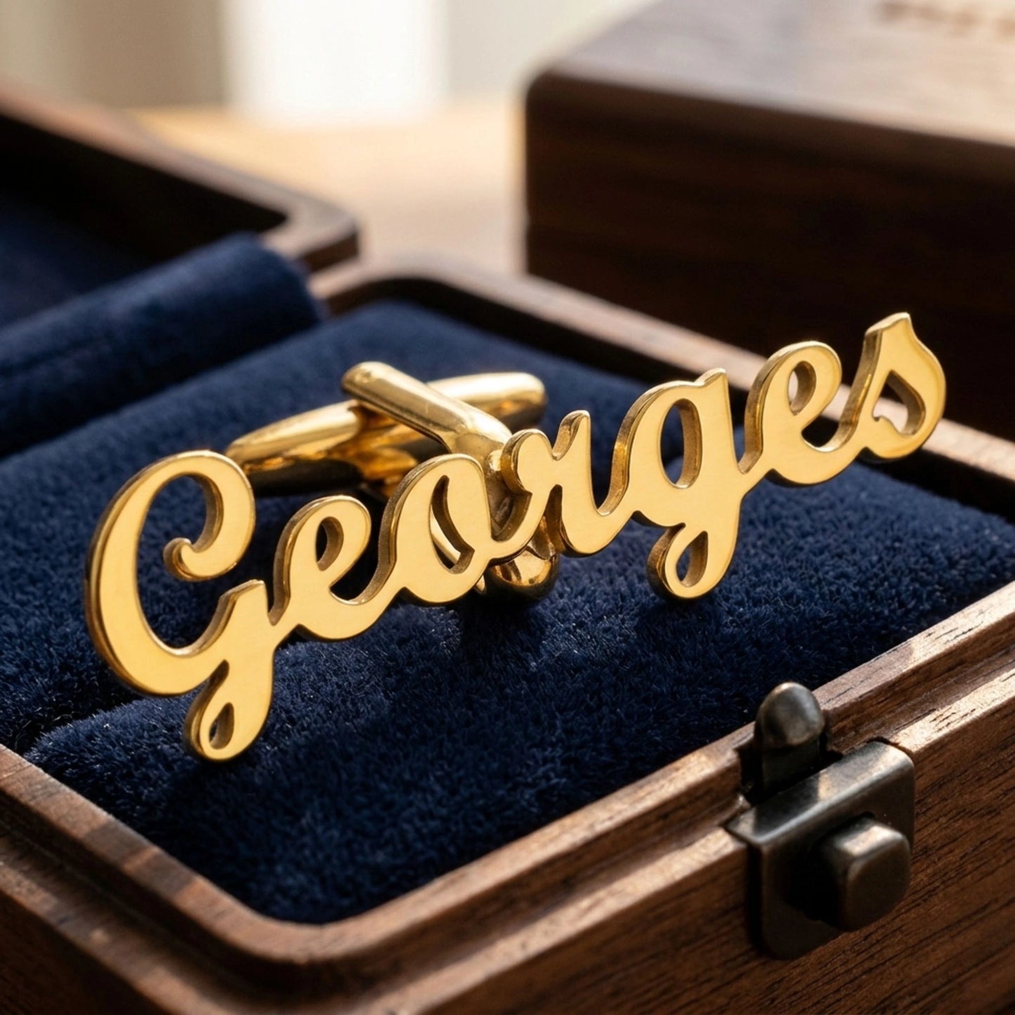 Personalized Name Cufflinks for Men - Custom Brass Shirt Cufflinks for Wedding & Business
