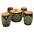 Mosaki Round Black Hand-Painted Nesting Coffee Table Set of 5