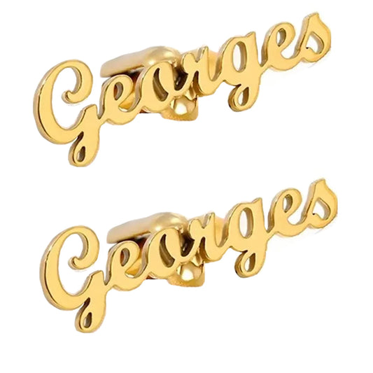 Personalized Name Cufflinks for Men - Custom Brass Shirt Cufflinks for Wedding & Business