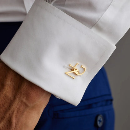 Custom Gold Initial Cufflinks for Men – Personalised Monogram Letter Cuff Links – Luxury Wedding & Formal Shirt Accessory