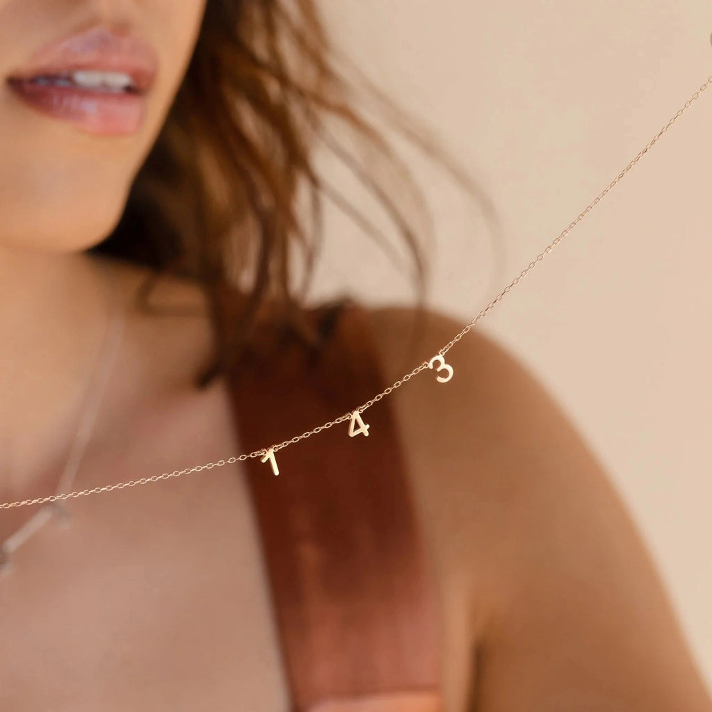 Personalized Birth Year Necklace - Custom Spaced Number Pendant for Women & Girls