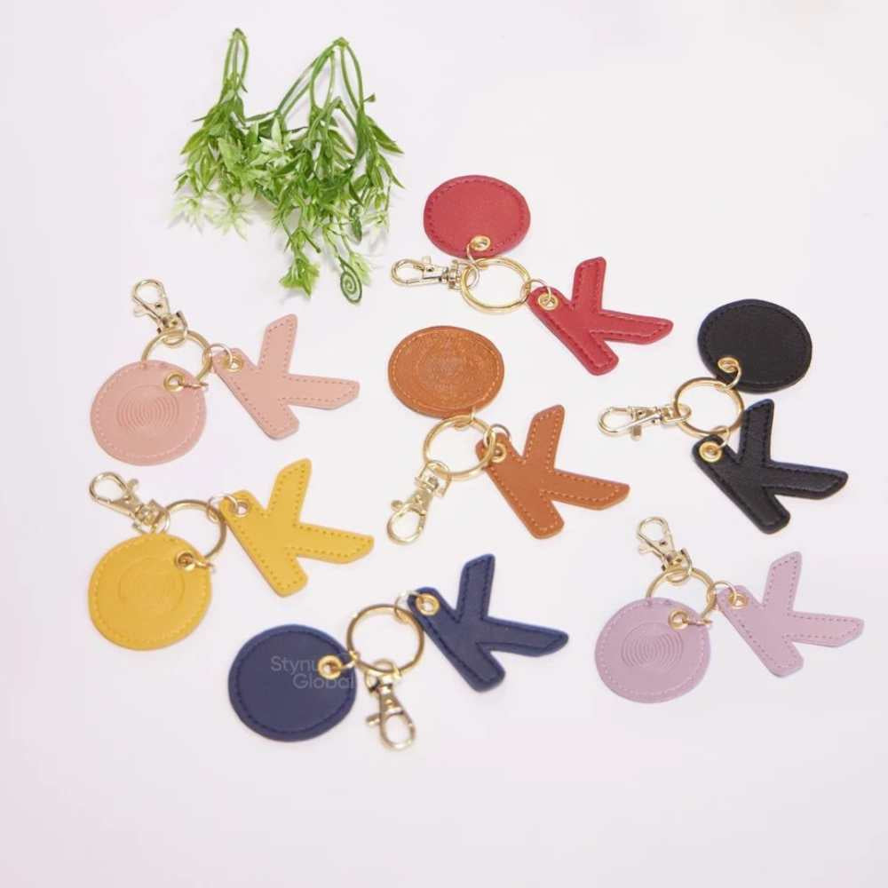 MOSKAI Personalised PU Leather Alphabet Keychain