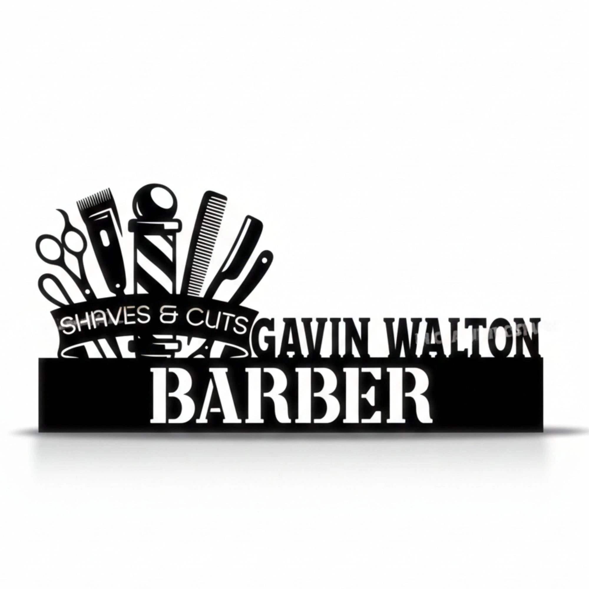 Personalised Barber Desk Name Plate - Personalized Stainless Steel Hairdresser Studio Sign, Professional Barbershop Station Decor