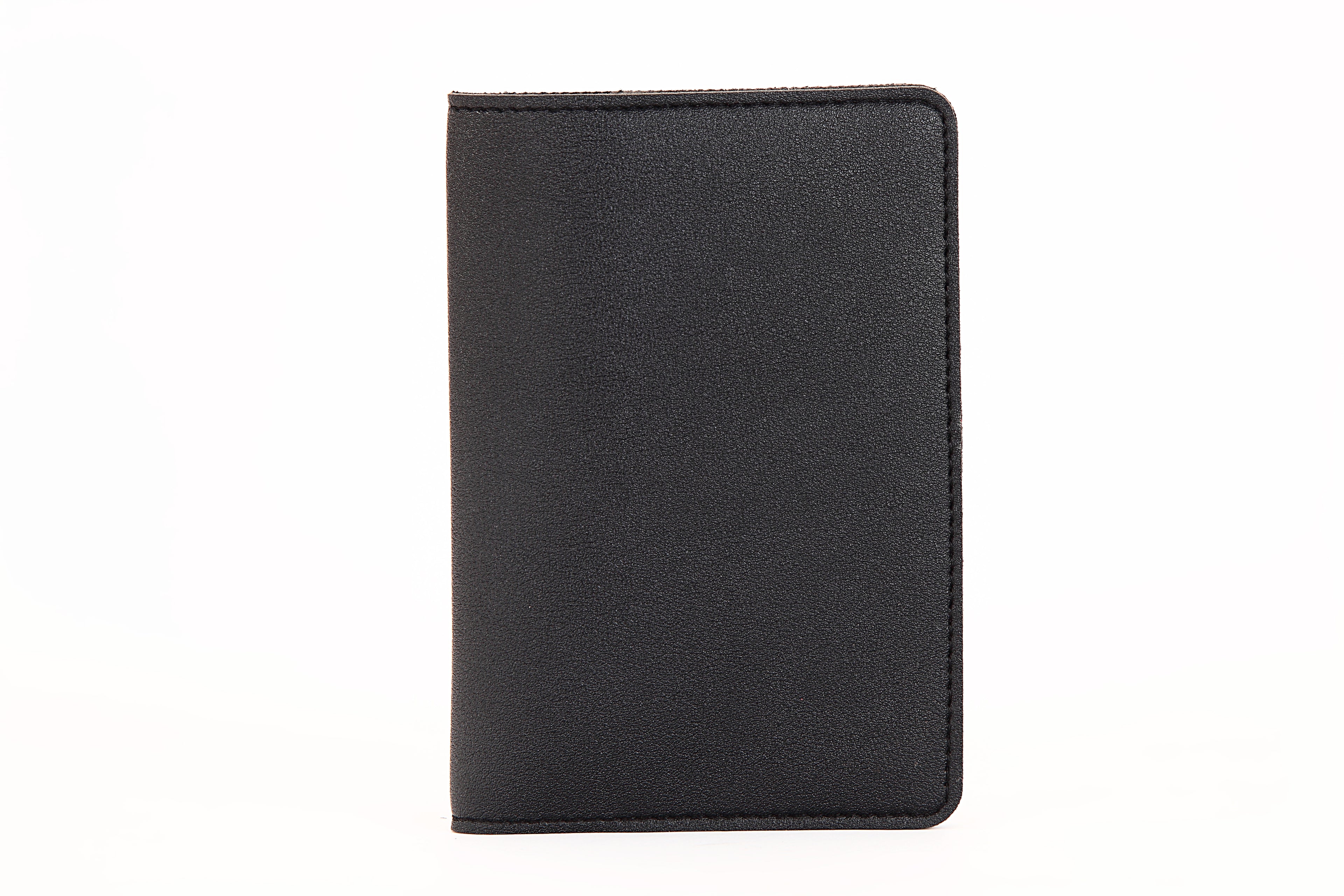 Basic Black Personalized Passport Cover With 4 Card Slots