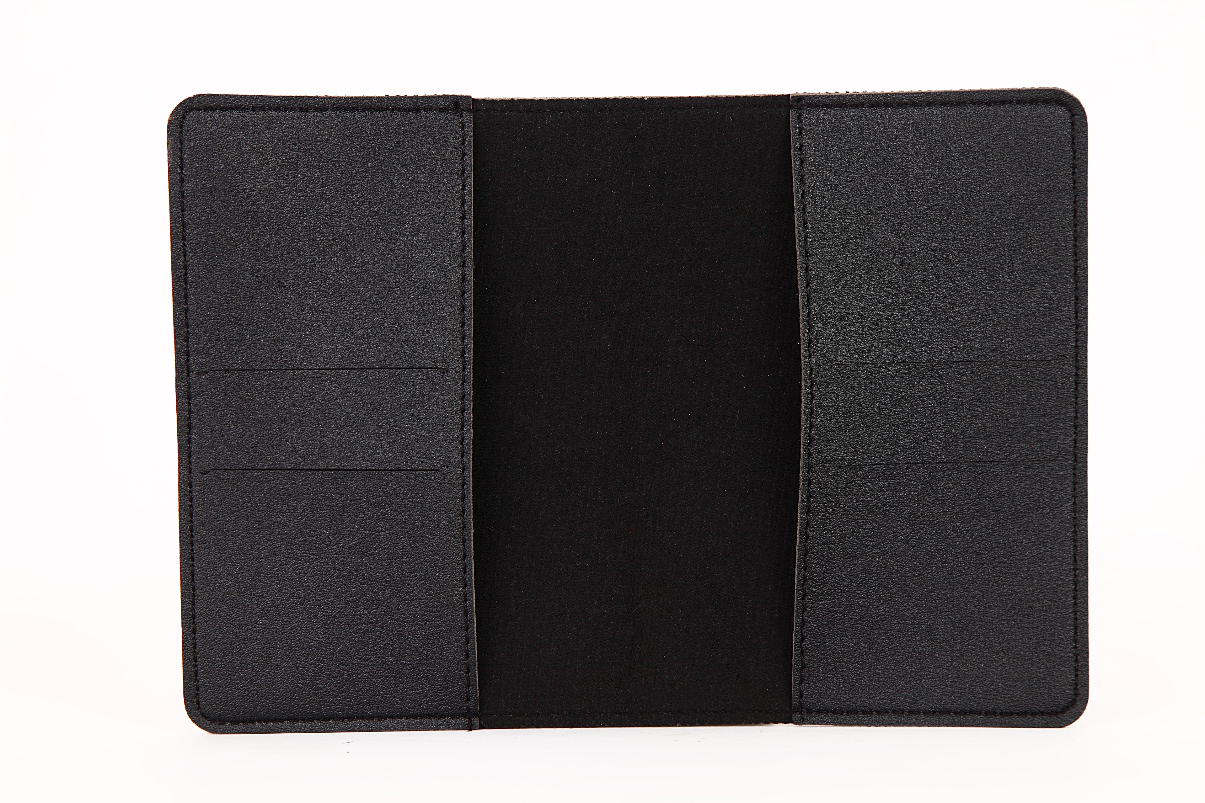 Basic Black Personalized Passport Cover With 4 Card Slots
