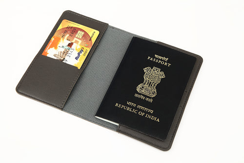 Basic Black Personalized Passport Cover With 4 Card Slots