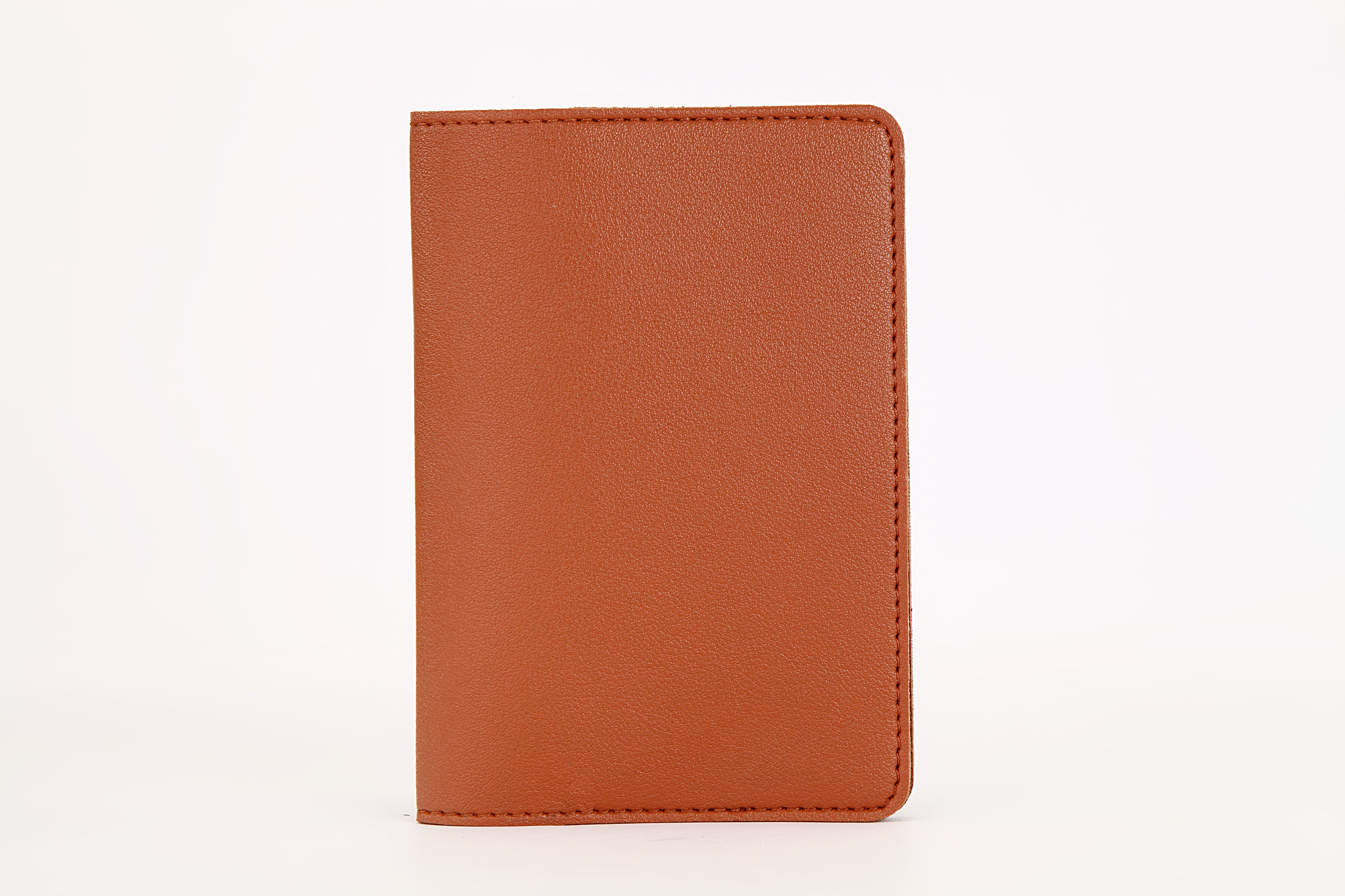 Personalized Tan Brown Passport Cover With 4 Card Slots