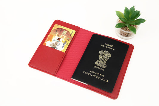 Red Basic Passport Cover With 4 Card Slots
