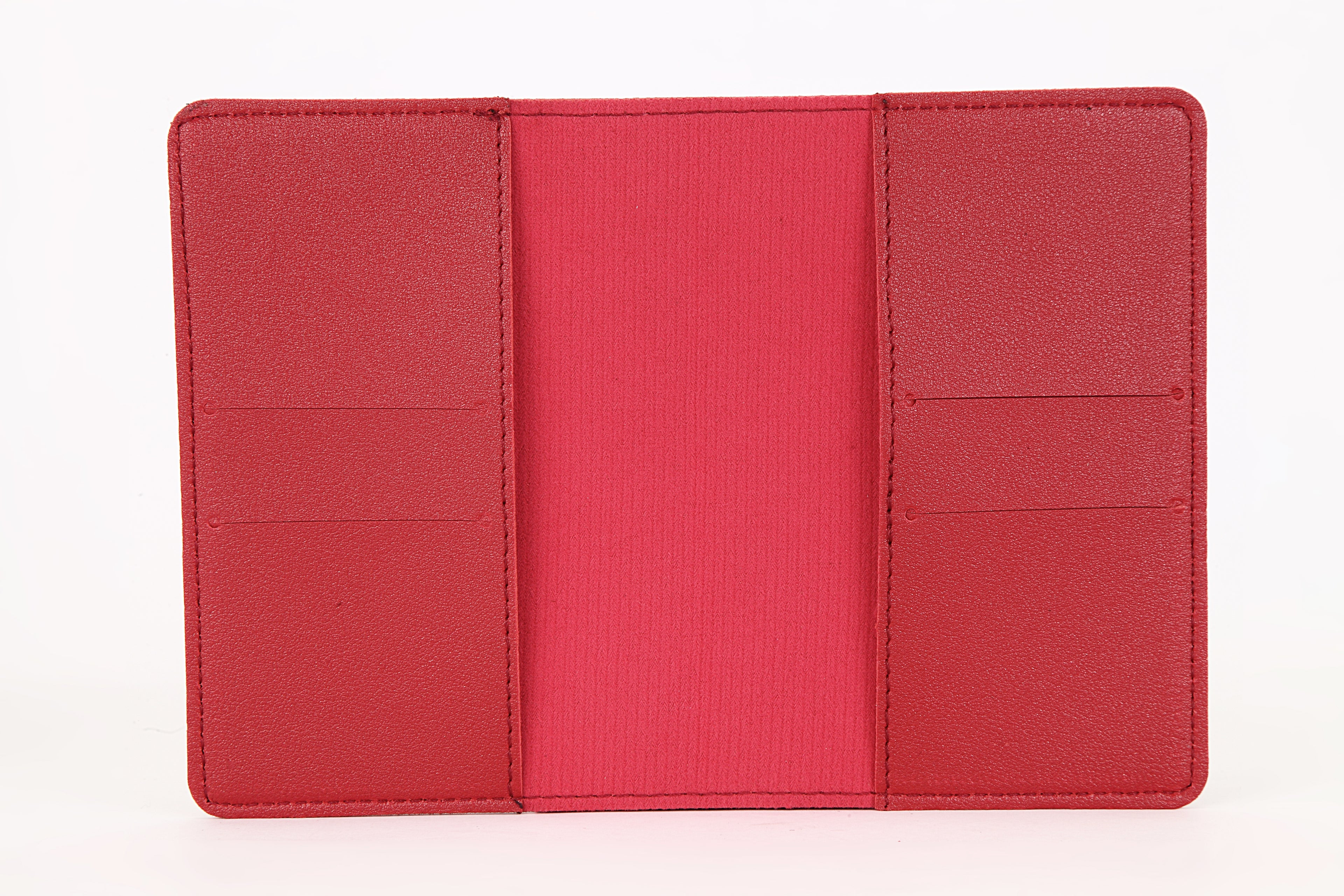 Red Basic Passport Cover With 4 Card Slots