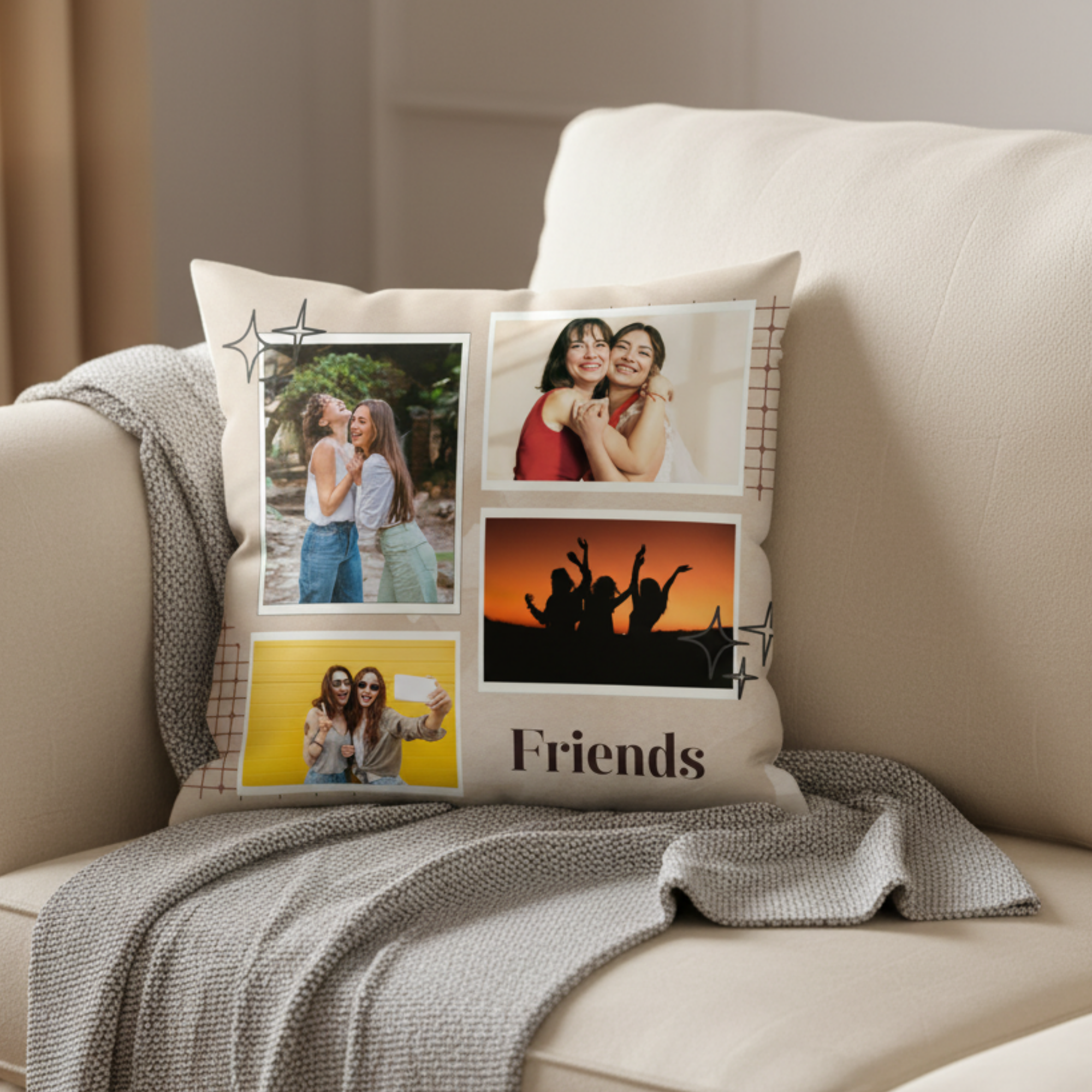 MOSKAI Best Friends Birthday Personalized Cushion