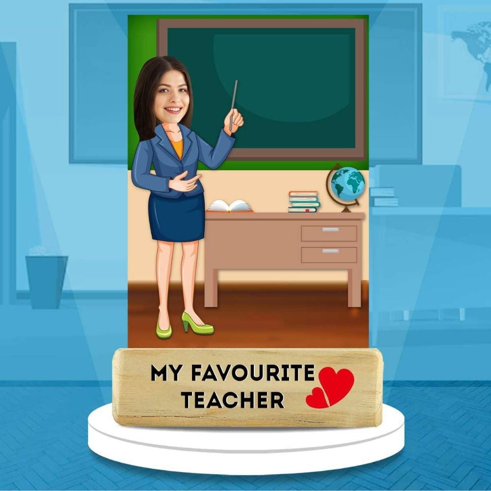 Personalized Best Teacher Caricature Table Decor | Thank You Gift