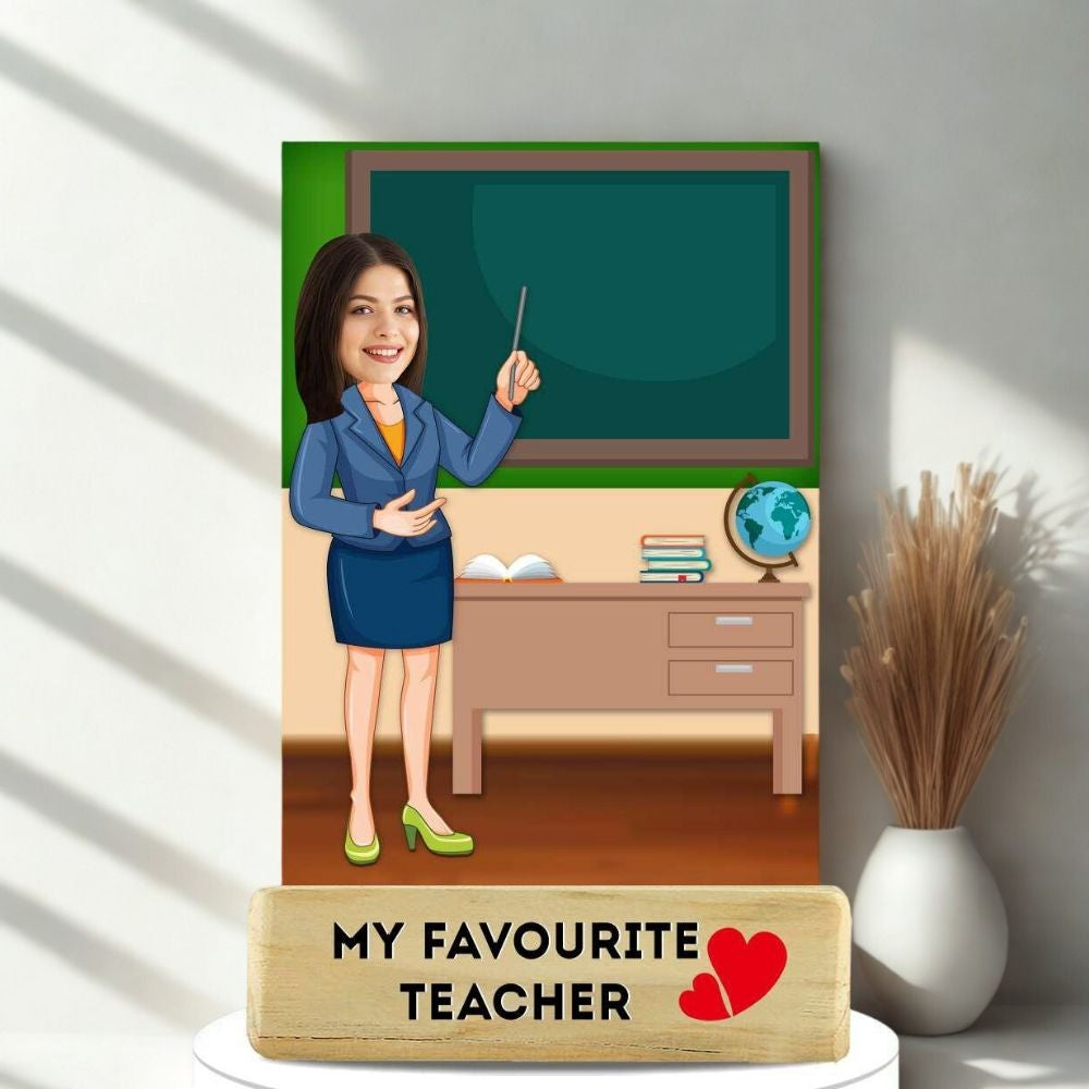 Personalized Best Teacher Caricature Table Decor | Thank You Gift