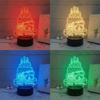 Moskai Birthday Cake LED Lamp – Personalised 3D Illusion Night Light with Custom Name & Multicolor LED Base