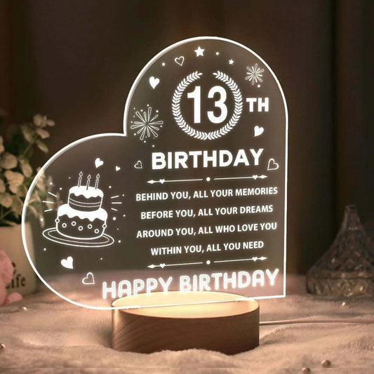 Moskai Birthday Date Personalised LED Lamp – Custom Age & Name 3D Illusion Night Light with Multicolor LED Base