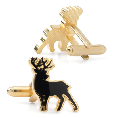 Moskai Stag Deer Gold Cufflinks | Luxury Enamel Animal Design Cufflinks for Men